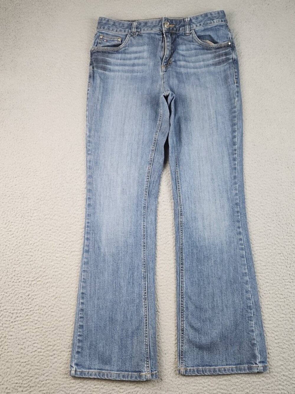 Tommy Hilfiger Jeans Womens 6R Blue Bootcut Whiskered Mid Rise Denim Pants 28x30